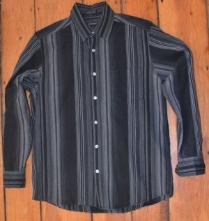 DKNY Gently Used Black Striped Dress Shirt Medium