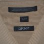 DKNY Gently Used Tan Striped Dress Shirt Large