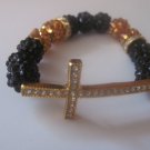 Black and Gold Bracelet with Cross