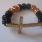 Black and Gold Bracelet with Cross