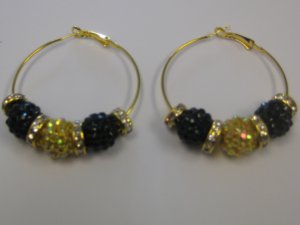 Black and Gold Disc Hoops