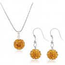 Gold Disco Shamballa  Necklace Earring Jewelry Set