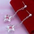 Sterling Silver filled Dangling Pink Flower  Earrings