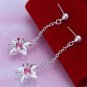 Sterling Silver filled Dangling Pink Flower  Earrings