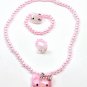 Pink  Pearl Hello Kitty Necklace Set- 3 Piece