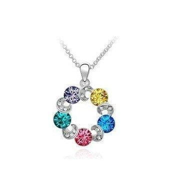 Colorful Stone White Gold Plated Necklace