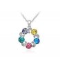Colorful Stone White Gold Plated Necklace