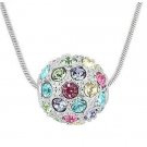 Colorful Rhinestone Ball White Gold Plated Necklace