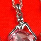 Left! White Gold Plated Pink Angel Ballet Necklace
