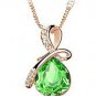 White Gold Plated Green Stone Necklace- Double click on the picture for a larger view