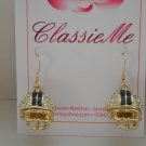 Fleur de lis Rhinestone Gold Earrings