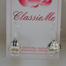 Flelur De lis Silver Rhinestone Earrings