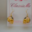 Fleur de lis Pink Rhinstone Earrings