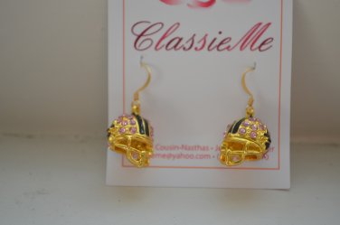 Fleur de lis Pink Rhinstone Earrings
