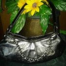 SILVER DEREON LEATHER LIKE HANDBAG PURSE WOMEN'S HANDBAG
