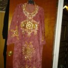 fashion abaya jelbab gown embrodried golden size large