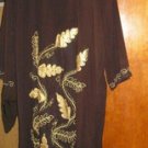 BROWN ABAYA W satin and golden leavespatches Jilbab Dress HIJAB,EGYPTION ABAYA,