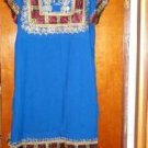 Beautiful Blue and gold embroidered with Satin colorfull Egyptian Abaya sizeX L