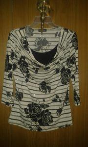Brittany. Black.spandex blouse V pretty top with sparkle. 4 women