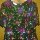 Lawrnce. Kazar. V. Pretty sparkley top 4 woman 100% silk size 2x