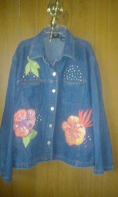 Light. House. 100%cotton jeans jacket 4 woman v cute with flowers size xxL