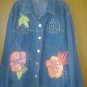 Light. House. 100%cotton jeans jacket 4 woman v cute with flowers size xxL