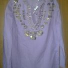For. The . Republic 100%cotton with beads v cute top 4 woman.