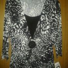 ELEMENIZ spandex stretch blouse v cute top 4 her size large
