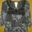 I. C. E v cute chiffon blouse with flower v dressy 4 her size. M