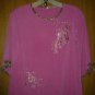 spandex top stretch blouse v pretty pink 4 her size L