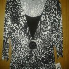 ELEMENIZ spandex stretch blouse v cute top for women  size L