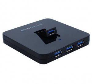 SEDNA 4 Ports USB 3.0 Hub - 1 Vertical Foldable Port, 5V4A AC/DC adapter - Black