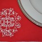 Red placemats Cloth place mats decorative design Embroidered medallion