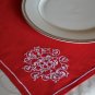 Red placemats Cloth place mats decorative design Embroidered medallion