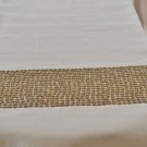 Champagne Beige Table Runner with copper color sequence and beads