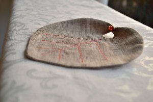 Brown Leaf Coasters with beads - Handmade Coaster - Drink Coaster - Set of 4