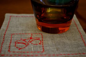 Linen Bar Napkins with Sashiko Embroidery