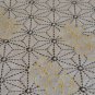 Beige Table Runner with Hemp Leaf Sashiko Embroidery in Navy Blue and Touch of Yellow