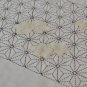 Beige Table Runner with Hemp Leaf Sashiko Embroidery in Navy Blue and Touch of Yellow