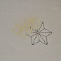 Beige Table Runner with Hemp Leaf Sashiko Embroidery in Navy Blue and Touch of Yellow