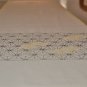 Beige Table Runner with Hemp Leaf Sashiko Embroidery in Navy Blue and Touch of Yellow