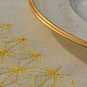 Ivory white 4 placemats with sashiko embroidery in yellow