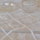White Tablecloth with Applique Flowers - Handmade Square Table Cloth with Applique Work