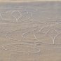 Linen Blend Table Runner with Sashiko lotus flower embroidery -