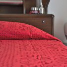 Red Bedspread with Applique bedcover coverlet cotton blanket throw