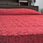 Red Bedspread with Applique bedcover coverlet cotton blanket throw