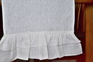 Linen Blend Table Runner with ruffles on the ends frills boho runner chic runner