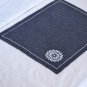 Placemats in navy blue gray with white embroidered medallion Linen blend place mat Set of 4