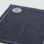 Placemats in navy blue gray with white embroidered medallion Linen blend place mat Set of 4