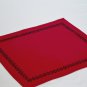 Red placemats with jet black embroidery Handmade floral mats Cloth placemat- Set of 4